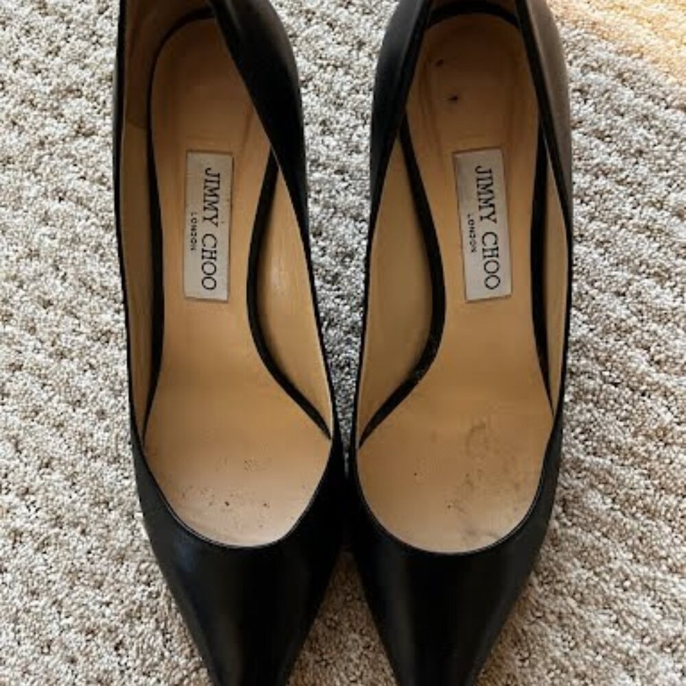 Jimmy Choo ROMY 100 Black Leather Heels